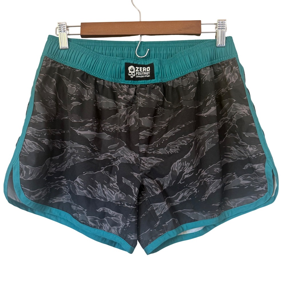 Zero Foxtrot Tiger Stripe Shorts Mens Medium Teal Camo Fight Gym Training